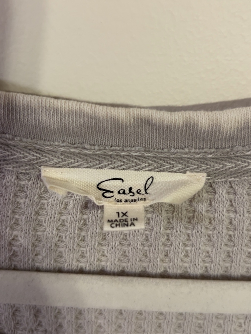 easel Light Gray Waffle & Knit Relaxed Top - Picture 2 of 4